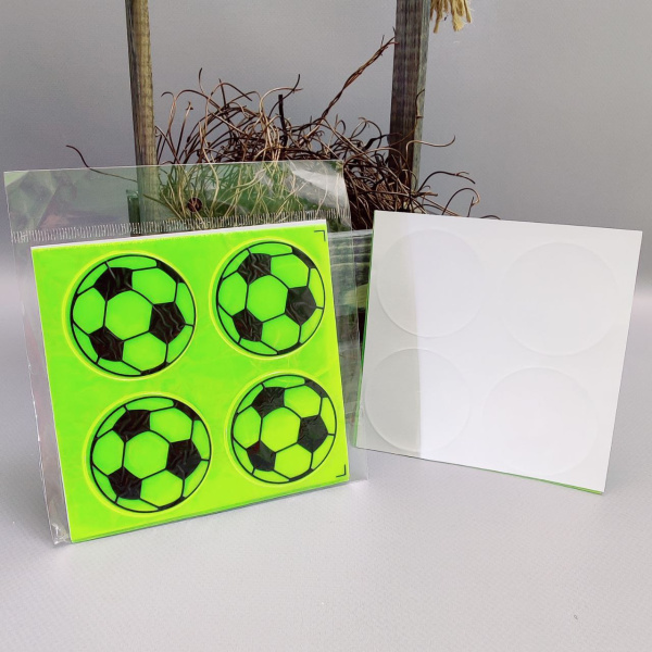 Набор светоотражающих наклеек Футбольный Мяч / фликер на одежду, велосипед, коляску, рюкзак - 4 наклейки